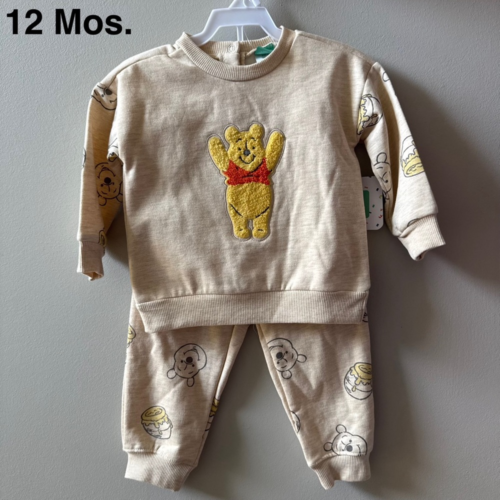 Disney Baby Winnie the Pooh Baby Outfit 12 Months NEW Sweatsuit Fall Cute